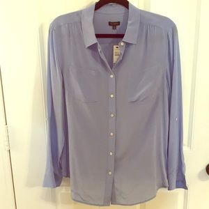 Talbots - NWT blue 100% silk blouse Sz 12